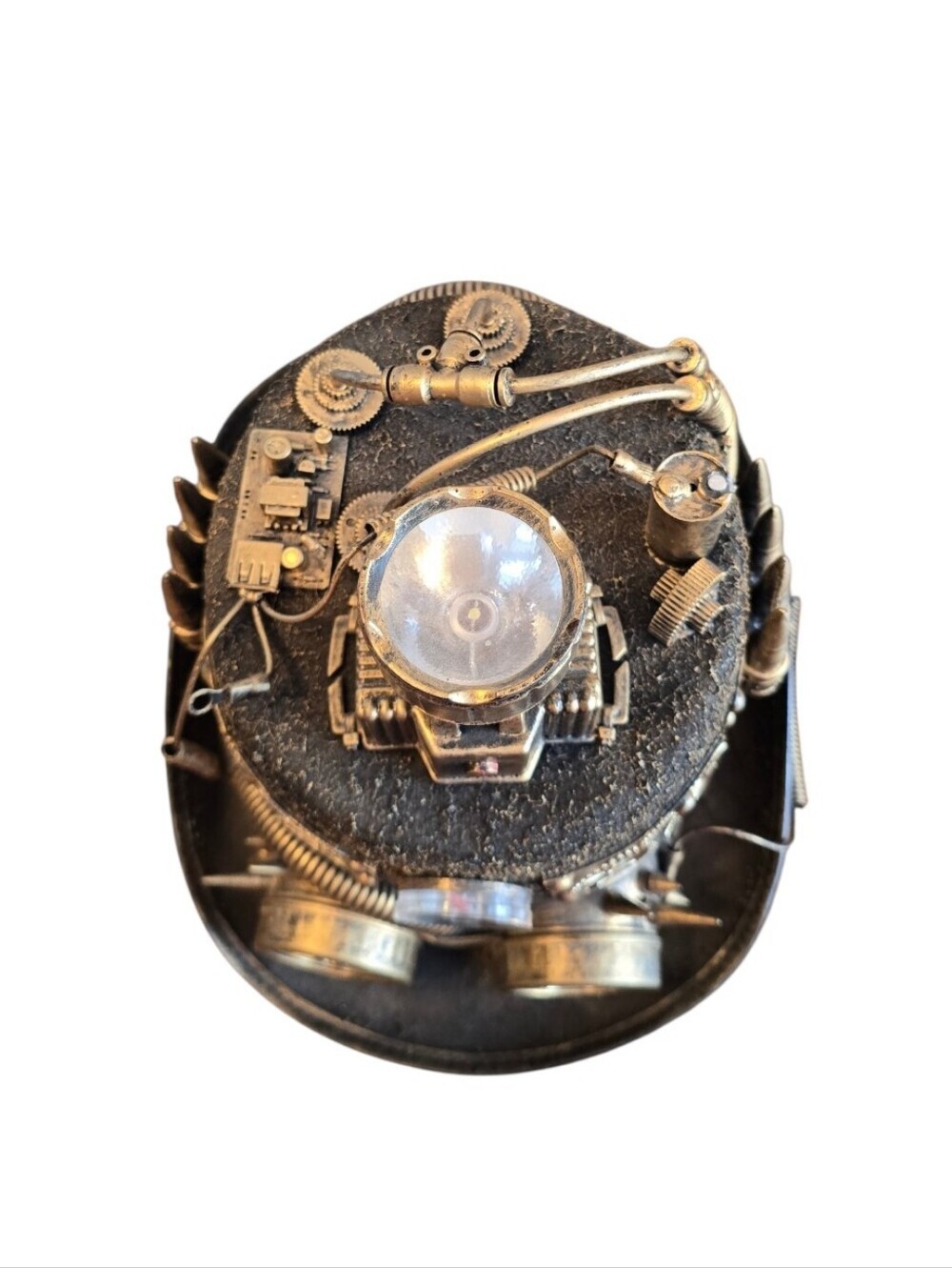 Steampunk Victorian Industrial Gold Black Felt Top Hat - Picture 7 of 11